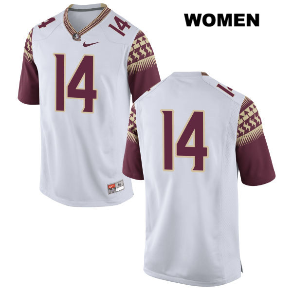 Women's NCAA Nike Florida State Seminoles #14 Deonte Sheffield College No Name White Stitched Authentic Football Jersey RRR4669AQ
